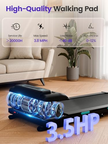 Image of Jackfield Walking Pad Treadmill with 12% Auto Incline, 3.5 HP Portable Running Machine with Triple Shock Absorptiojn, 450 lbs Capacity Under Desk Treadmill for Home Office