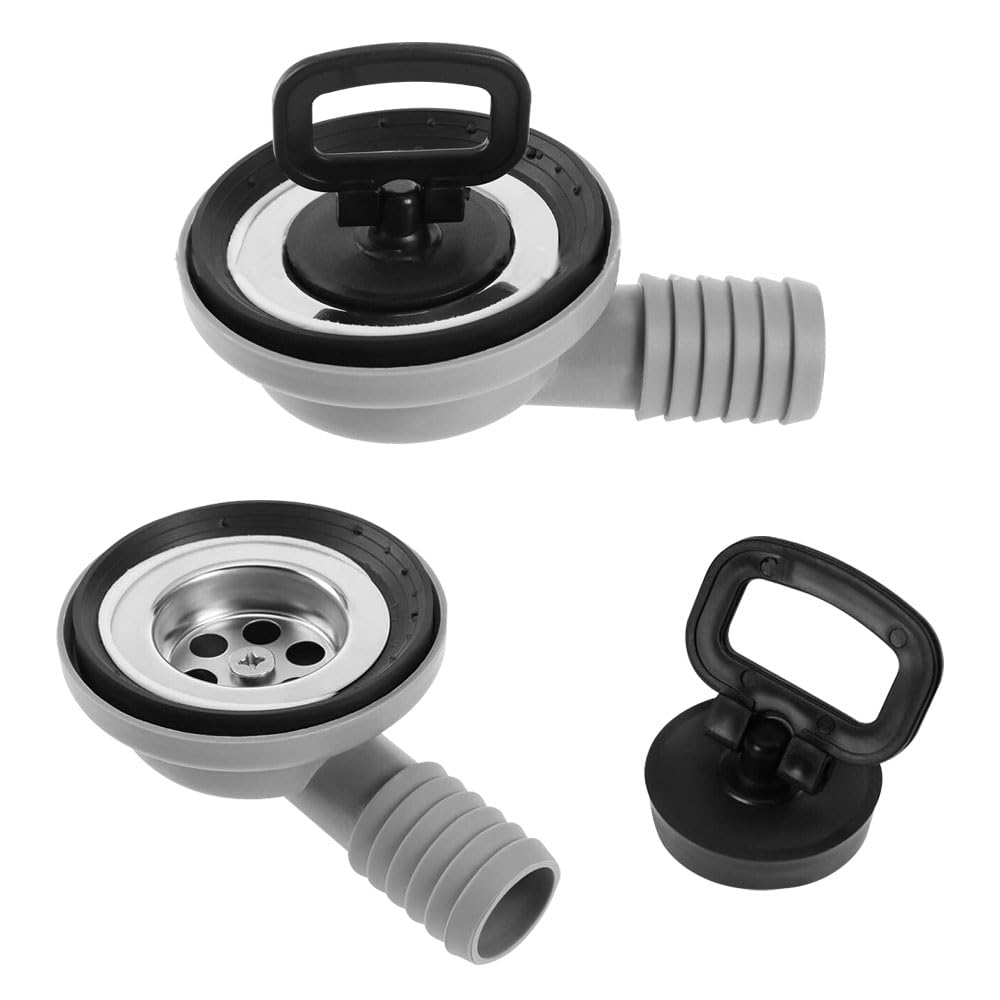 Garniture de vidange 50 mm pour évier, vidange de lavabo de camping, vidange de lavabo de camping, garniture de vidange d’évier avec couvercle de fermeture 90° Tuyau de vidange latéral pour