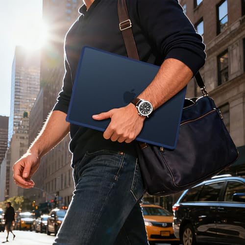Image of BlueSwan Anti-Cracking Hard Shell Case Compatible with MacBook Pro 14-inch M5 2026 2025-2021 Release M4 M3 M2 M1 Pro /Max Chip, Anti-Fingerprint Soft TPU Bumper, Frosted Midnight
