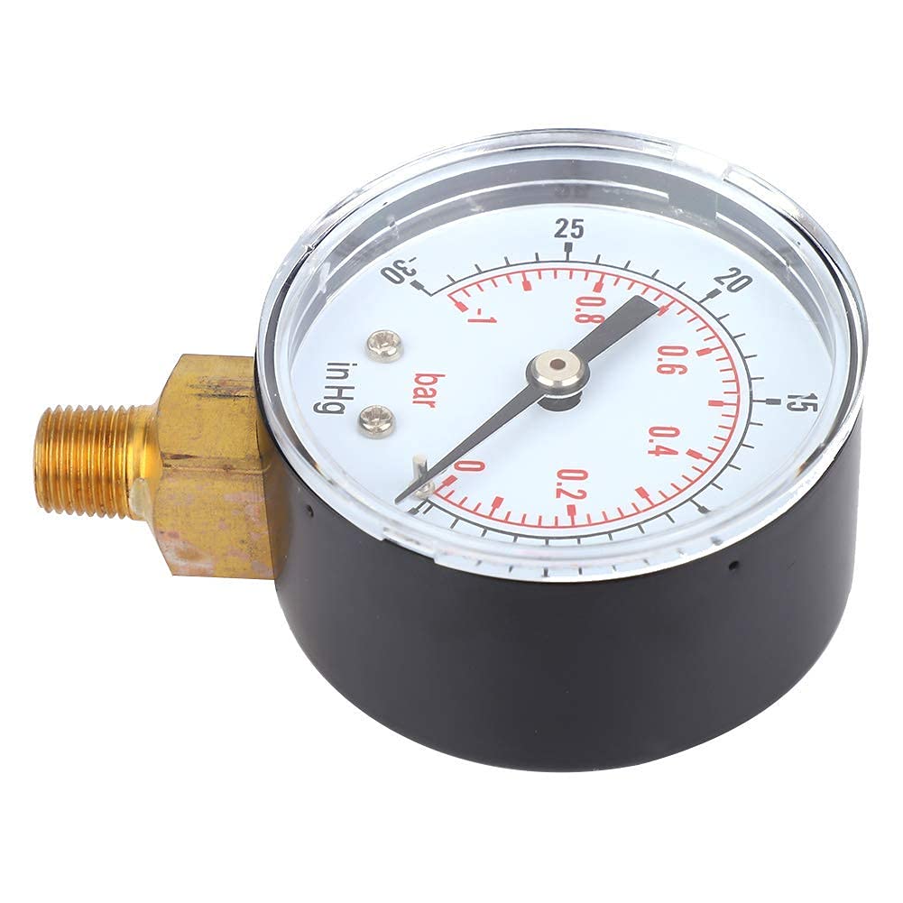 Vacuometro adatto per aria acqua olio, vacuometro aria -1-0bar -30-0inHg 50mm 1/8 BSPT connessione inferiore