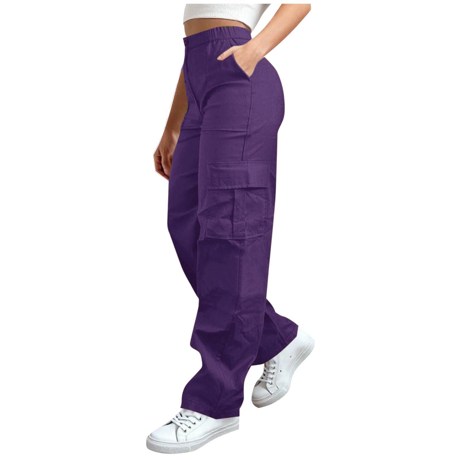 Cargo Pants for Women Stretchy High Waisted Tactical Trousers Trendy Wide Leg Casual Hiking Work Pant with 4 Pockets — view 9