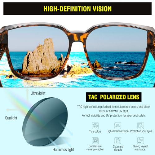 Image of DUCO Fit Over Sunglasses for Men Women Wear Over Glasses Retro Wrap Around Polarized Sun Glasses UV400 Protection DC8981