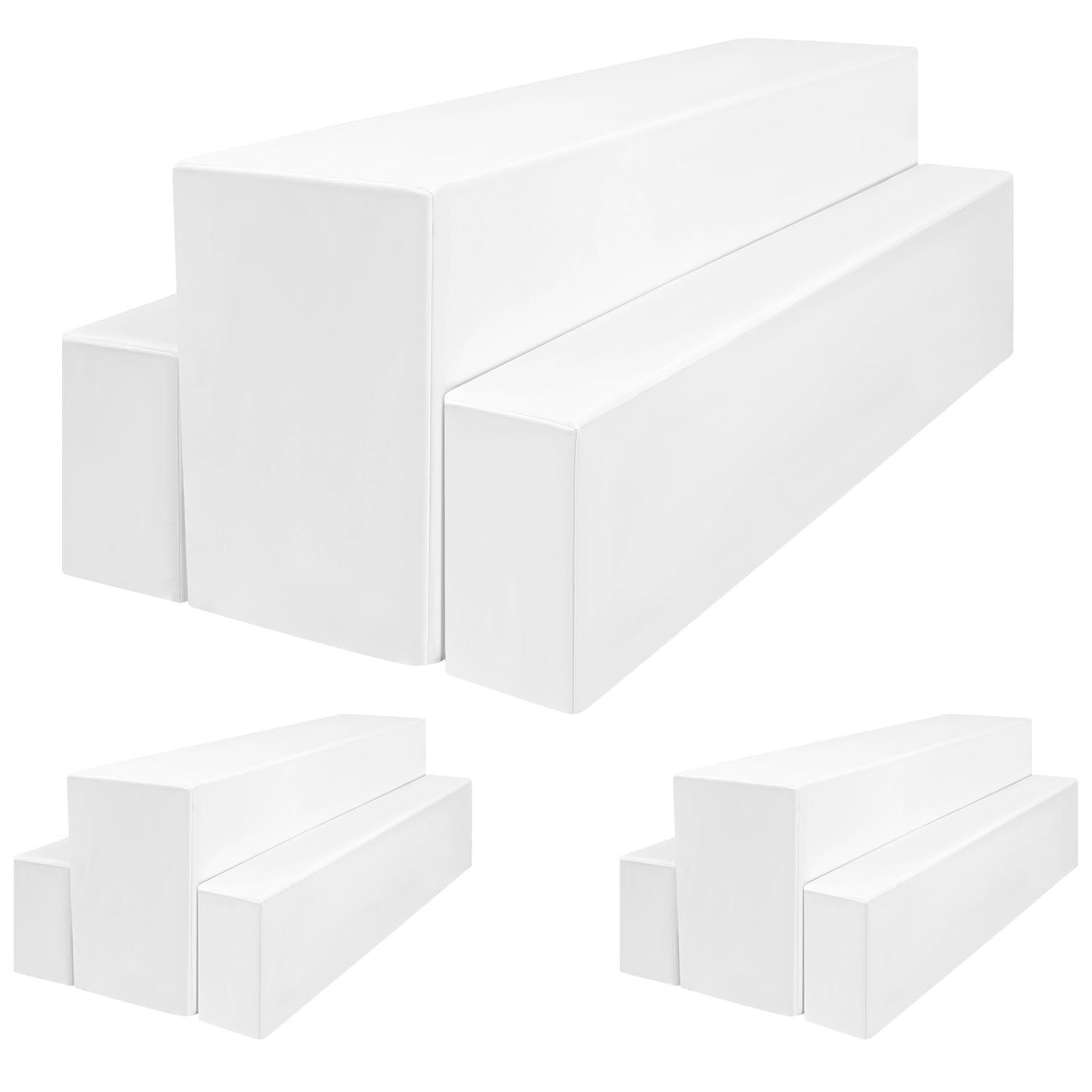 3 Pack Bierbank Hussen & Biertisch Husse 3er-Set, 220 x 50 x 80 cm in Bierzeltgarnitur, Biertischhusse Premium für 50 cm Blickdicht waschbar Tisch für Outdoor-Bankette (Weiß)