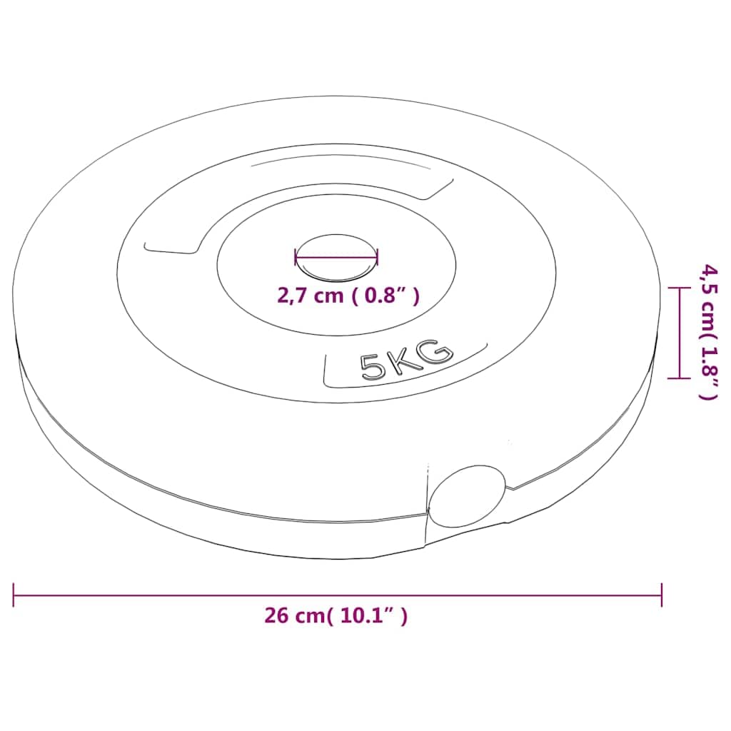 Set di dischi da 30 kg, 4 dischi da 2 x 10 kg, 2 x 5 kg, con rivestimento in plastica, non danneggiano il pavimento, per barre da 2,5 cm