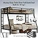 Bellemave Twin Over Full Bunk Bed with Ladders, Metal Bunk Beds Frame with Full-Length Guardrails, Heavy-Duty Bunkbed for Bedroom, Guest Room, Dorms, Noise-Reduce and No Spring Box Needed, Black