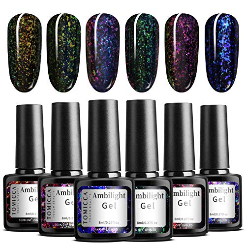 Gel Nail Polish Soak Off UV Chameleon Magnetic Gel Polish Set 6 Colors 8ml x 6