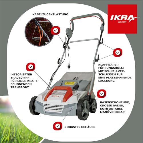 IKRA Elektro Vertikutierer Rasenlüfter IEVL 1838, Arbeitsbreite 38cm, 1800W – Ansicht 6