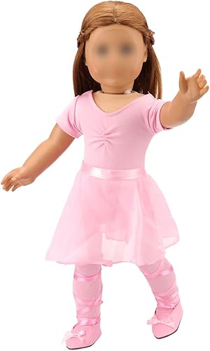 Miniatura 3 de BARWA American Doll Me Doll de 18 pulgadas, ropa a juego, 4 piezas, trajes de bailarina de ballet, disfraz de baile para niñas y muñecas de 18