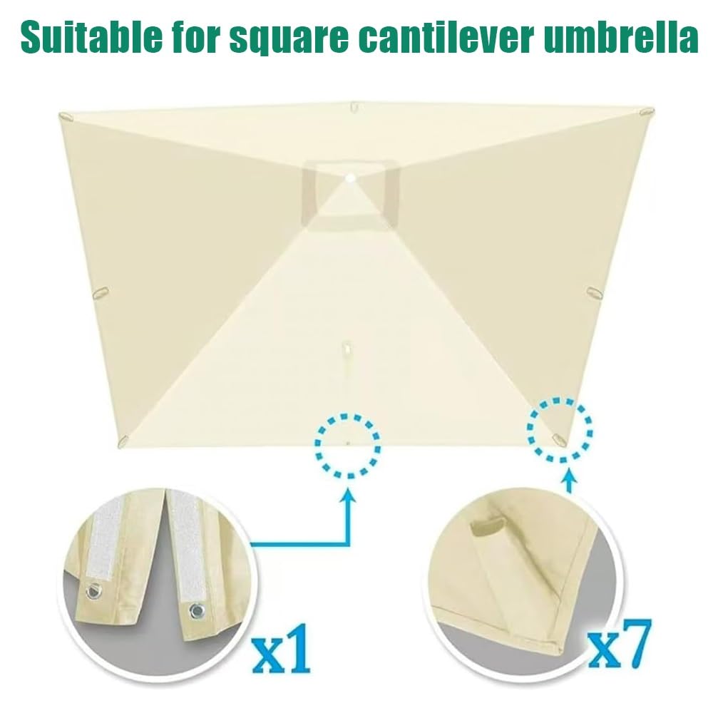 Carré Toile De Rechange Pour Parasol Déporté 2.5x2.5m 3x3.0m Auvent De Parapluie Déporté Carré 8 Baleines Housse De Rechange Pour Parapluie De Terrasse(Gray,4x3.0m/13x9.8ft)