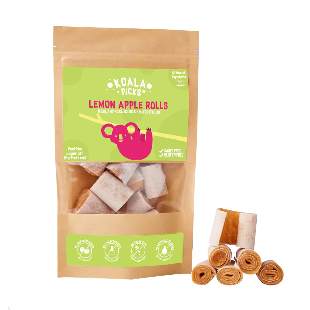 Koala Picks Fruit Rolls - 9 Lemon Apple Rolls per pack | Delicious and Chewy Fruit Snack Rolls | Perfect for On-the-Go Snacking | Trans Fat, Artificial Flavors, and Preservative Free