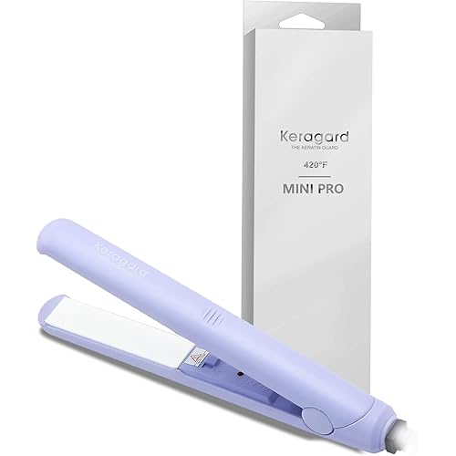 Keragard Mini Flat Iron Smart Ceramic Tourmaline Hair Straightener for Travel,Small Flat Irons for Short Hair, Dual Voltage Flat Iron,Purple
