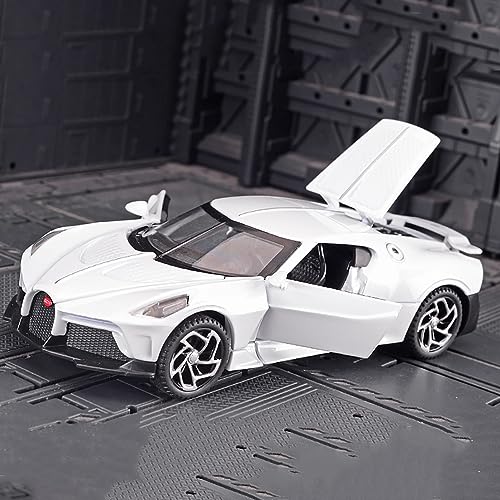 Image of DEUSON ECOM Alloy 1:32 Bugatti La Voiture Noire Metal Die Cast Car Pull Back Diecast Metal Pullback Toy car with Openable Doors & Light, Music Boys Gifts Toys for Kids