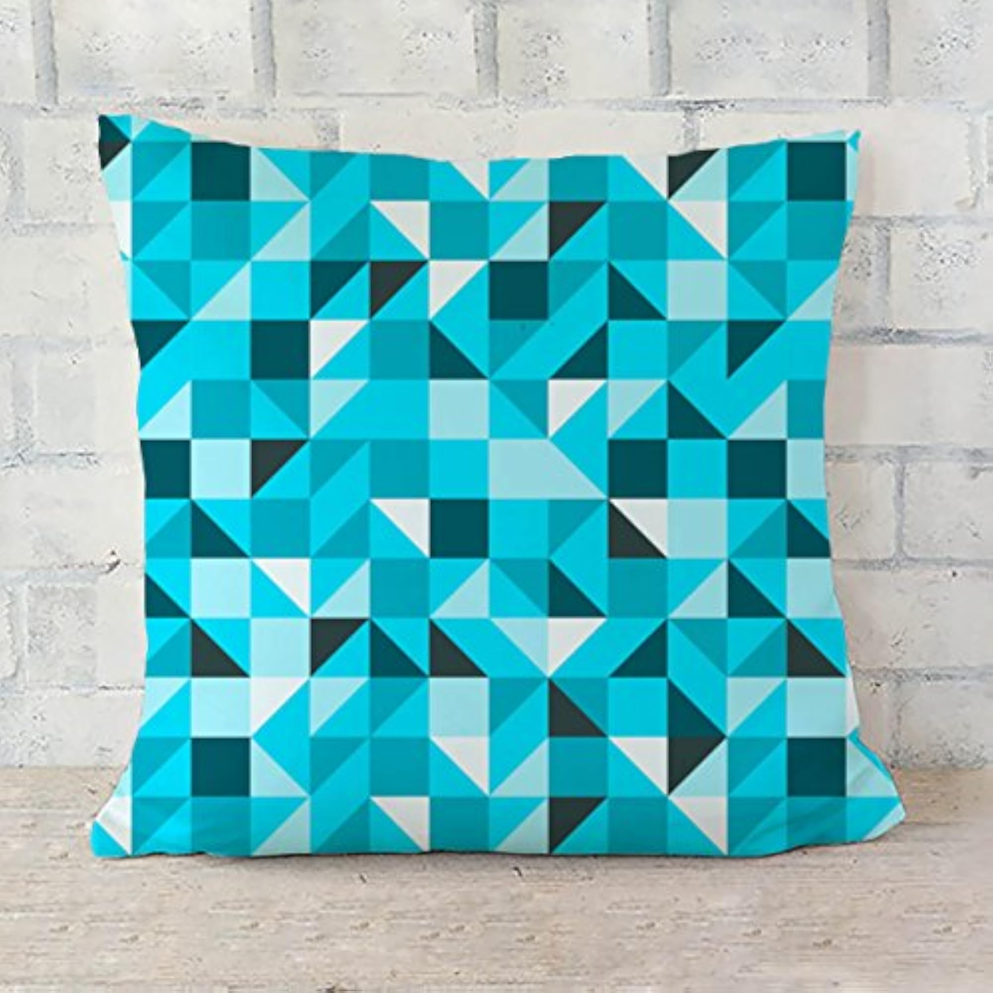 Blue Triangle Decorative Cushion Cover, 12x12 Inches