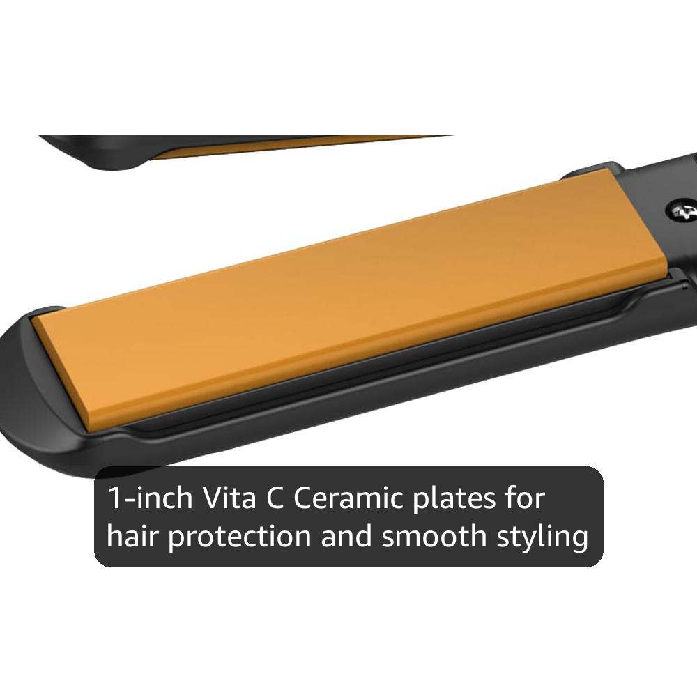 GLAMPALM Hair Straightener 1" Ceramic Flat Iron Infused with Vita C, Korea's No.1 Professional Salon Tool with 3D Swivel Cord & Dual Voltage,11 Heat Settings(220°–450°), 25s Fast Heat-Up (GP201)