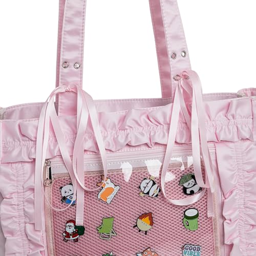 Bolso Tote Ita Kawaii con borde ondulado Bowknot miniatura 4
