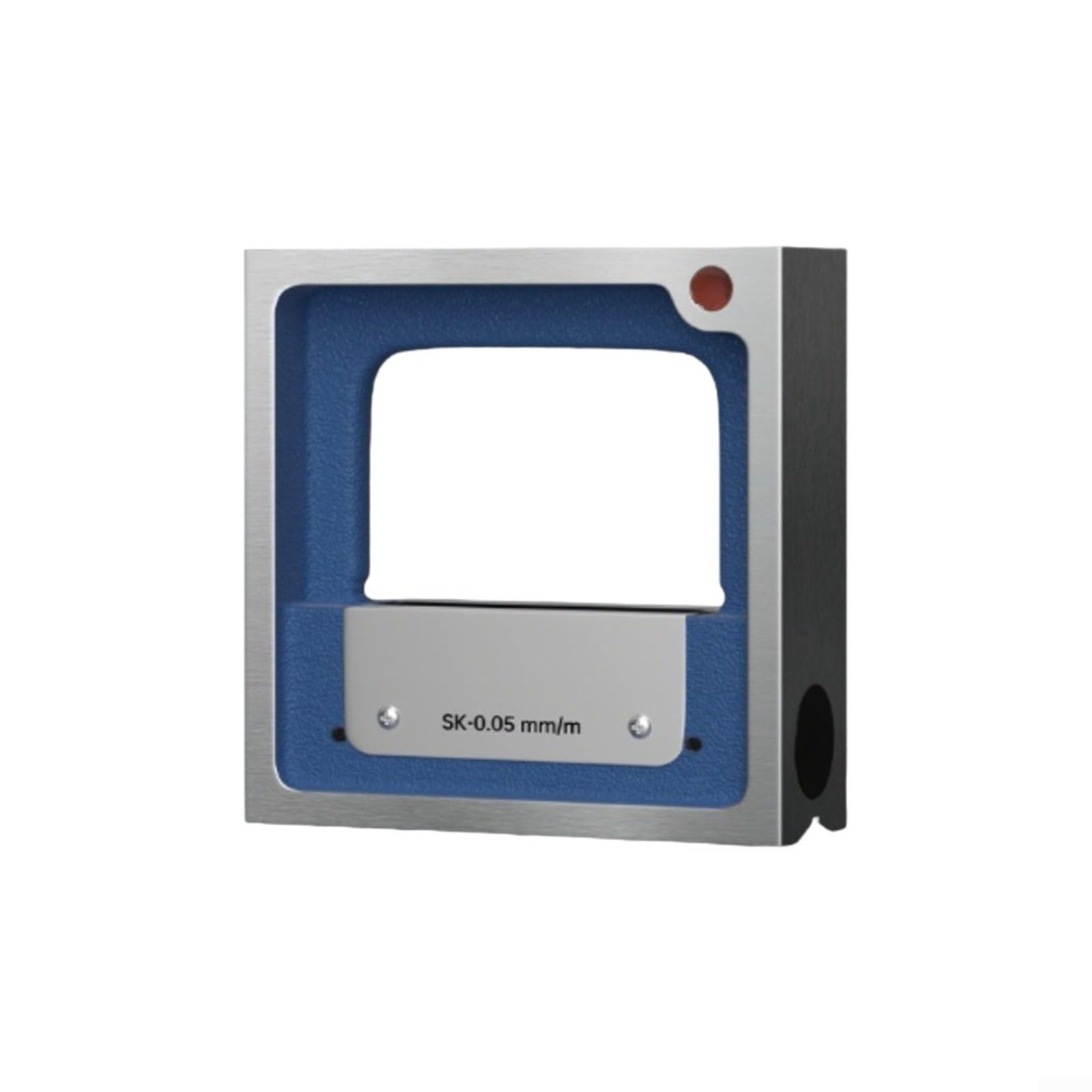 Niveau à bulle en fonte avec base en V, niveau à bulle de précision 0,02 mm/m pour l'industrie et la construction, construction en métal robuste avec grande fenêtre de lecture, bleu, 100 x 100 x 35 mm