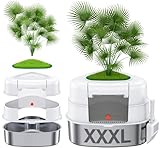 Chumajor XXL Stainless Steel Corner Cat Litter Box with Lid, Enclosed Hidden Plant Litter Box with Artificial Plant, Easy-Clean Covered Decorative Litter Box for Large Cats, White