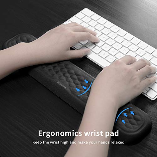 Image of VAYDEER Keyboard Wrist Rest Pad Padded Memory Foam Hand Rest Support for Office, Computer, Laptop, Mac Typing and Wrist Pain Relief and Repair(14.17inch,Black)
