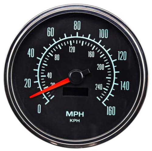 Image of Speedometer, Retro Style [5 in. Dia., 0-160 mph] | 0-160 mph, 5 in. Diameter, 270-degree Stepper Motor, Through Dial LED, Black Gauge Face