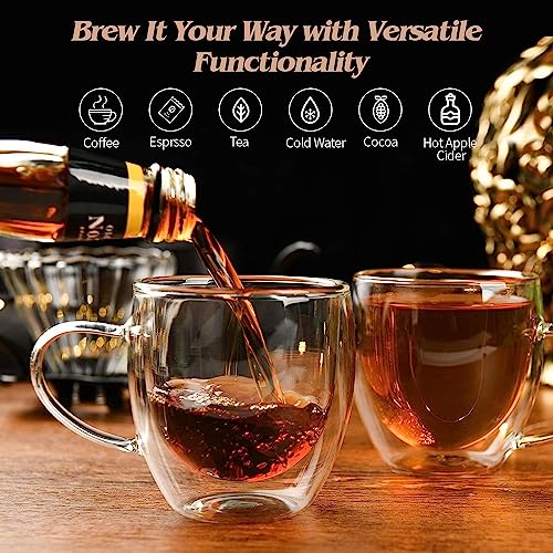 Image of Kamvy Double Walled Glass Coffee Mugs Set of 2, 250ml-Insulated Green Tea Cups with Handle for Latte, Cappuccino, Espresso, Mocha Dishwasher & Microwave Safe (Double Wall - 250ML)