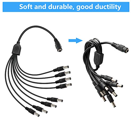 Image of DC Power Y Splitter Cable 1 Female to 8 Male Plug for CCTV Camera (1 to 8)