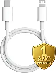 Cabo Carregador Compativel Com iPhone 8 Plus X Xr 11 12 13 14 Pro Max Branco Turbo 20w Tipo C - Lightning Fast.