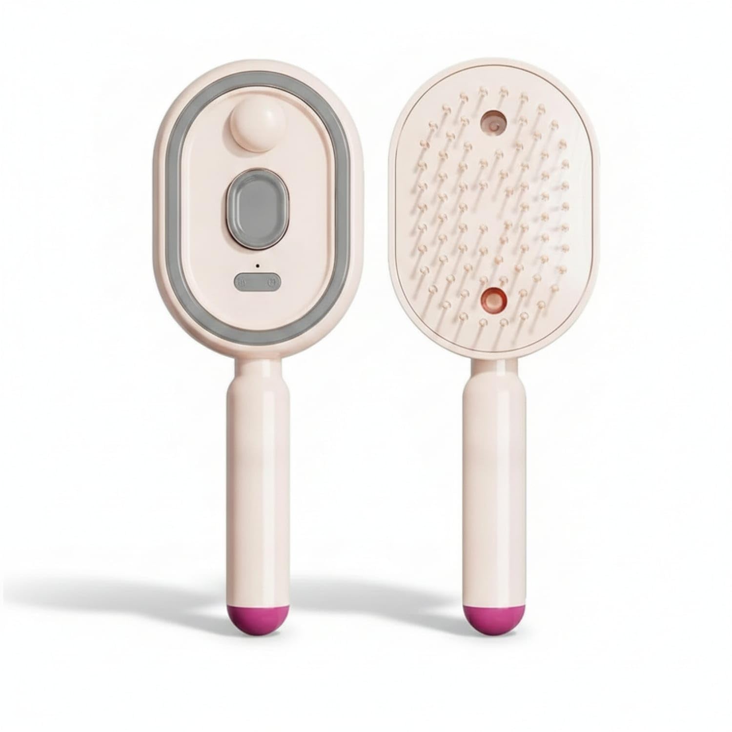 Steam Hair Brush Type-C Rechargeable Electric Hair Brush with Air Cushion Massage Comb, Portable Handheld Steam Hair Straightening & Detangling Brush, Single-Button Styling Brush for Women, Pink-image-10