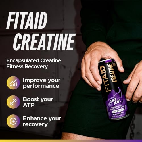 Image of FITAID Post Workout Recovery Drink Variety Pack, BCAA Electrolytes, Citrus, Zero Sugar & Creatine Options, 12 oz (Pack of 24)
