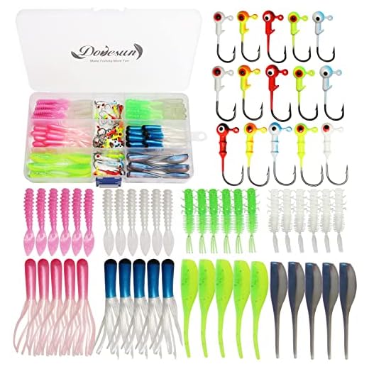 Dovesun 110pcs Crappie Lures with Jig Heads Hooks Kit- Soft Plastic Grubs-Tubes Bait 80Pcs 1/8 1/16 1/32 oz 30Pcs Crappie Jigs Fishing Lures Kit for Saltwater Freshwater Fishing /(109PCS-95PCS)