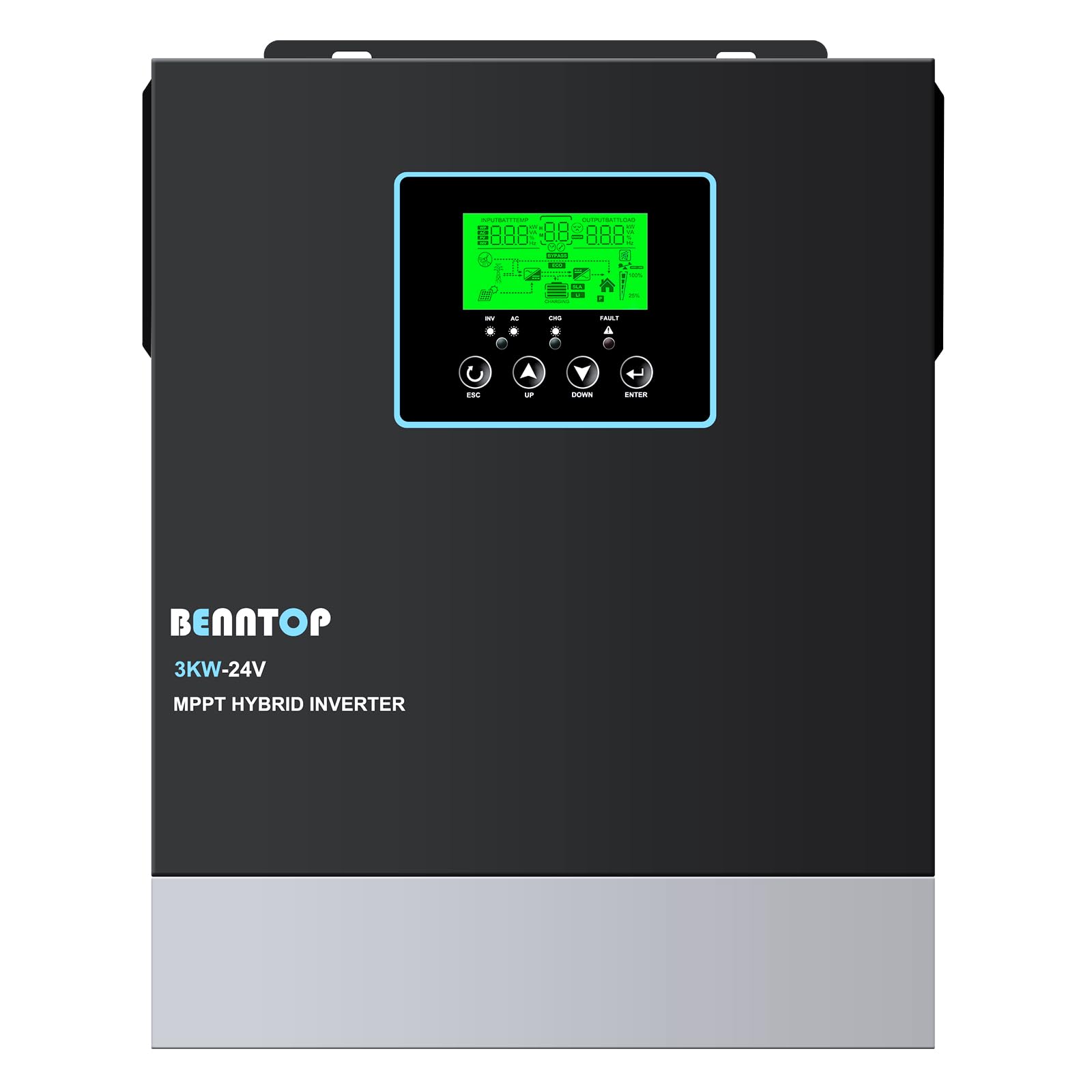 Inversor híbrido 24V a 230v 220v Onda Pura 3000W Off-Grid Solar Inversor,80A MPPT Controlador Solar, MAX.PV 400Vdc,admite baterías de Plomo-ácido y Litio