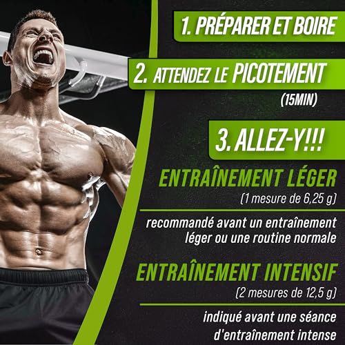 Pre Workout Booster Puissant 300g Goût Lime, Vegan Preworkout, Vitamine B12, L Citrulline, Beta Alanine, Cafeine, Taurine, AstraGin, Vitastrong Pre Workout (24 portions (paquet de 1), Lime) – Image 5