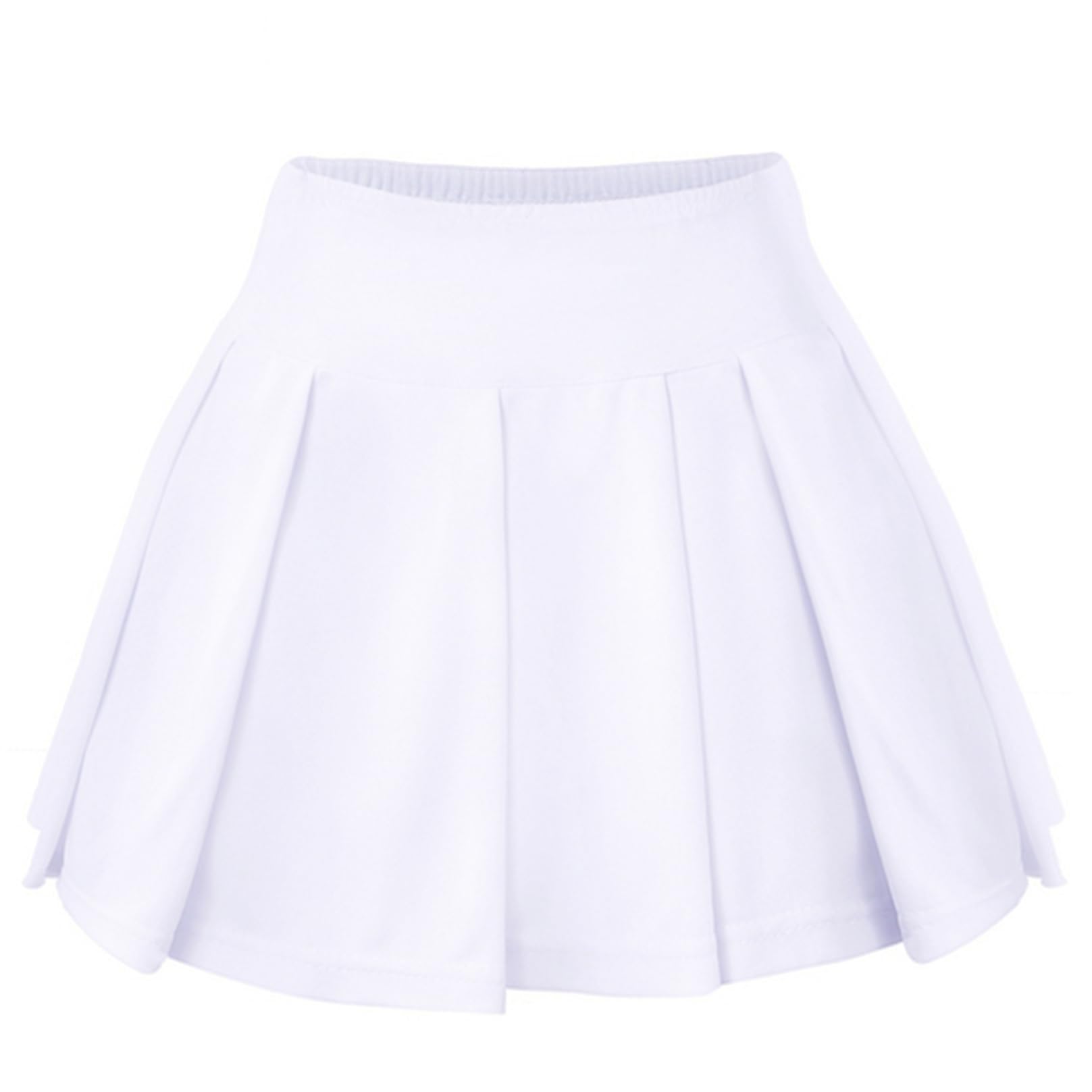 Agoky Falda Corto de Plisada para Niña Falda de Japonés Uniformes Escolares Kawaii Minifalda Verano Sólido con Pantalón Interior 2-11 Años