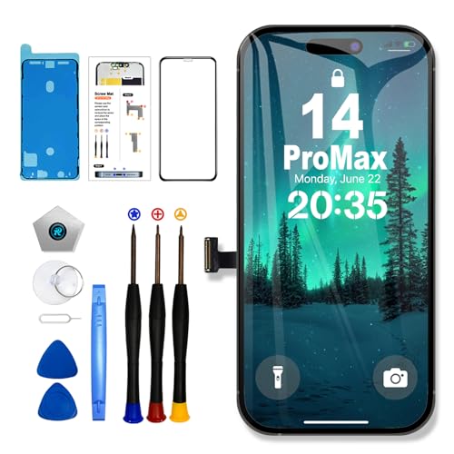 EFaith für iPhone 14 Pro Max Display 6 7 Full-HD-LCD-Display 3D-Touchscreen-Digitalisierer Rahmen mit Reparaturwerkzeug-Set gehärtetem Glas für Modell A2894 A2651 A2893 A2895 A2896