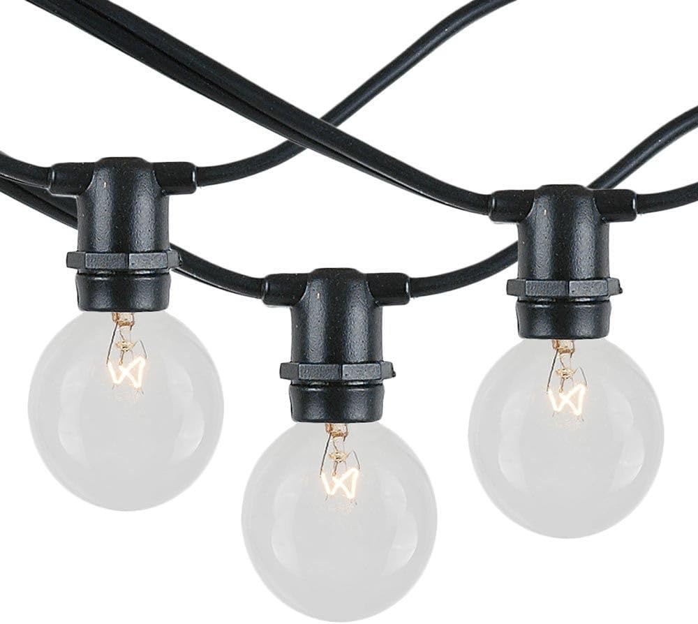 Novelty Lights 100 Feet Heavy Duty Light String with 100 in-Line E12 Sockets, Black Wire PVC Commercial Grade Stringer, 12" Spacing, Non-Connectable, No Bulbs