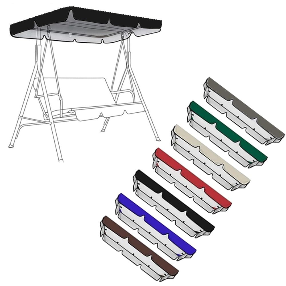 RTVGNSZSJL 64x45in Swing Canopy Replacement Cover 2 3 Seater Universal Porch Swing Canopy Replacement Waterproof Swing Top Cover For Patio Yard Hammock(Black,75x52x6in-190x132x15cm)