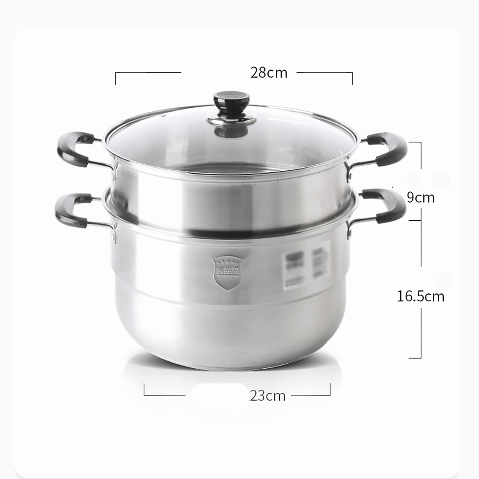 Garnek do gotowania na parze ze stali nierdzewnej, Kompozyt stalowo-aluminiowy 304, dno garnka 3-warstwowe, bułki na parze, ryby, owoce morza, 28 cm