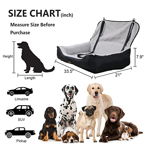 Funniu Dog Car Booster Seat For Small/Medium/Large Dogs, Pet Car Seat Travel Safety Fully Detachable Washable For Back Seat, Portable Dog Travel Bed With Soft Cushion, Black #TOP1