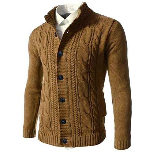 CAICAIL Herren Casual Bequeme Passform Strickjacke Knopf Pullover Schalkragen Weicher Stoff Mit Rippkante,6,XXXL Cover