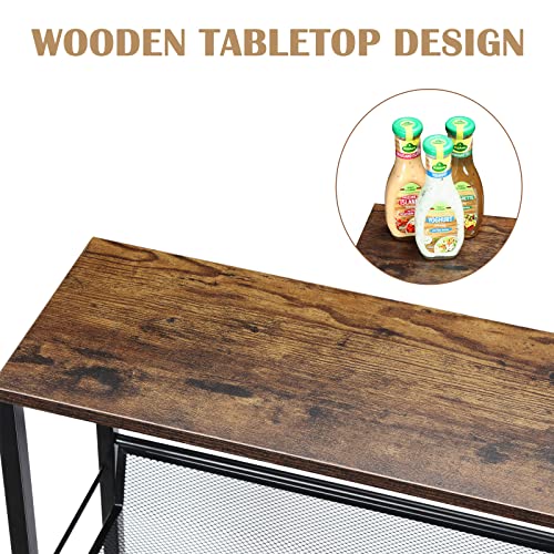 Nandae 4-Tier Storage Trolley Cart, Slim Storage Trolley, Narrow Storage Unit, Rolling Cart Storage Organizer on Wheels, Mesh Basket Shelf with Handles for Office Bathroom Kitchen Laundry Room - Image 6