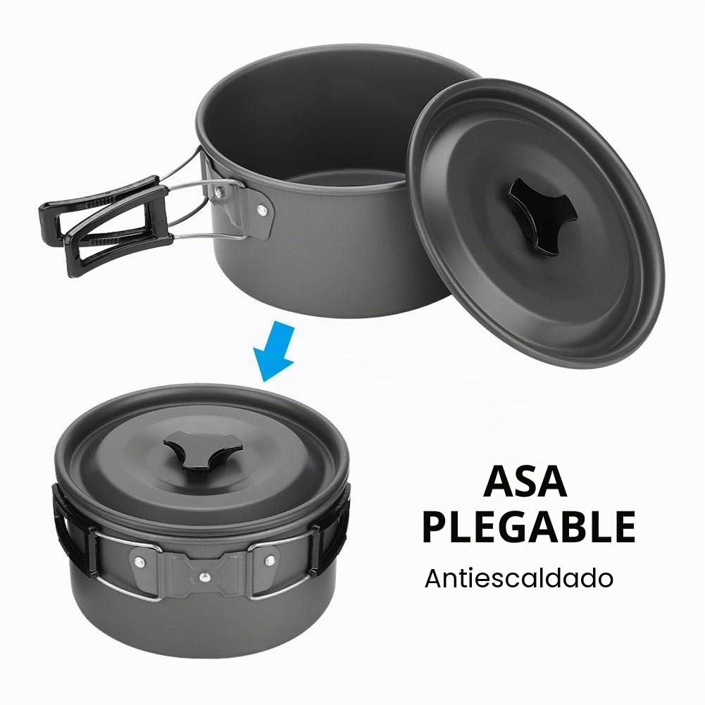 Juego de Cocina para Acampar, Juego de Cocina de Barbacoa para Picnic al Aire Juego de Utensilios de Cocina para 2-3 Personas