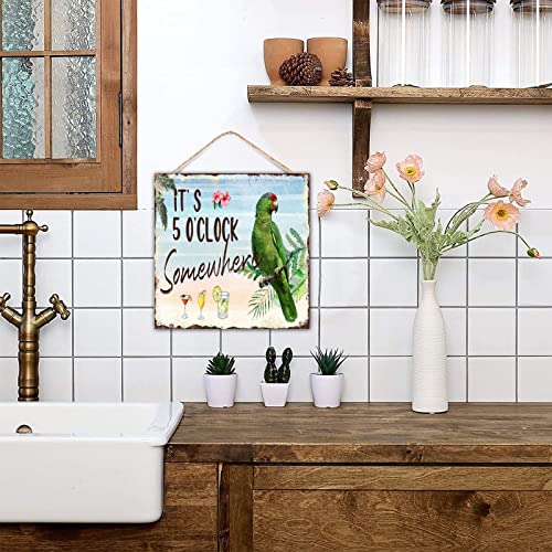 Panneau mural It's 5 O'Clock Somewhere en bois tropical 30cm - 6