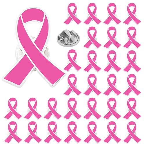 Pink Breast Cancer Pins 30PCS Bulk Breast Cancer Awareness Accessories Offical Pink Ribbon Hope Lapel Pins Brooches for Women Girls Themd Party Favors Supplies Decorations Breast Cancer Survivor Gifts