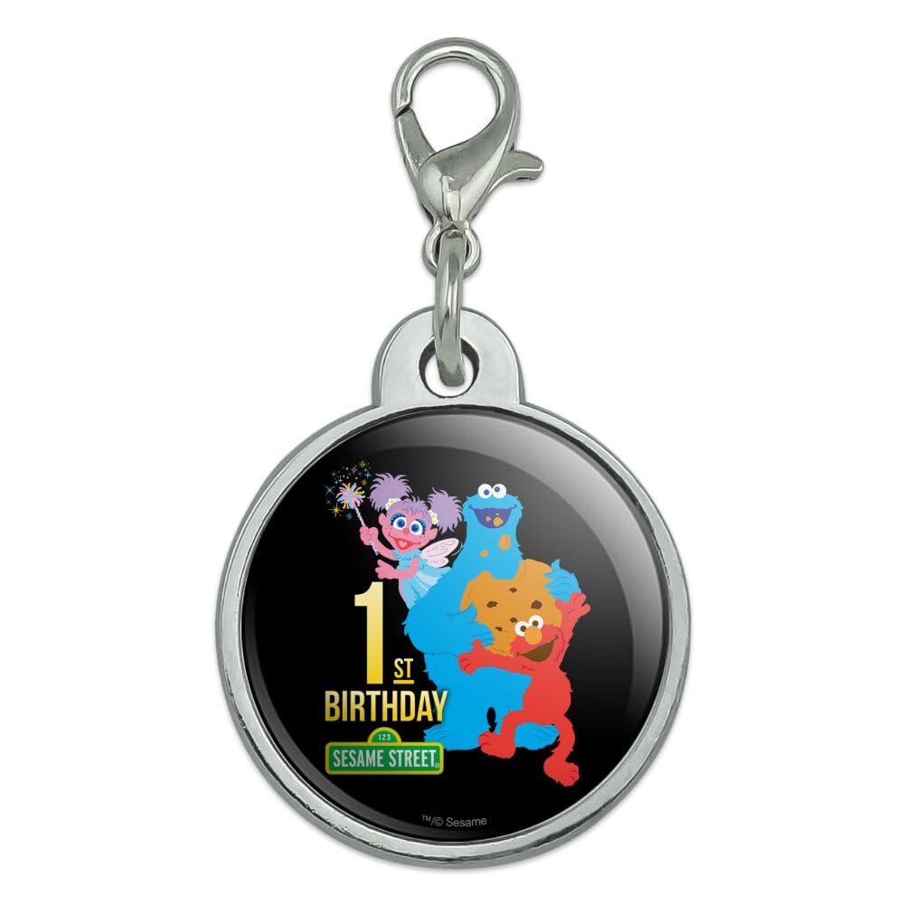 Sesame Street 1st Birthday Chrome Plated Metal Pet Dog Cat ID Tag - Small