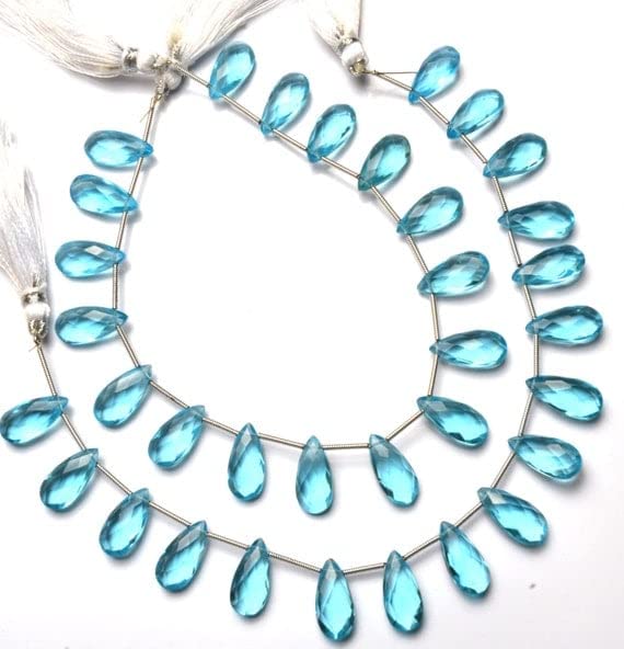 Quartz hydro bleu azur facetté en goutte pour sublimer vos colliers