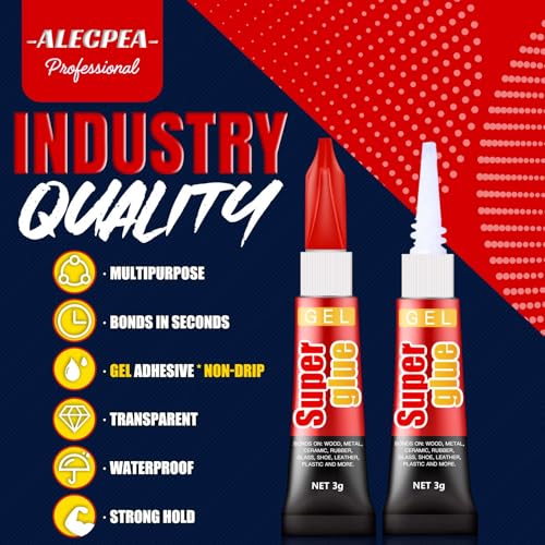 Image of 3 Gram (Pack of 24) Single use Super Glue Gel, Super Fast, Thick & Strong Adhesive Superglue, Cyanoacrylate Glue for Hard Plastics, DIY Craft, Ceramics, Frame, Leather, Metal Etc
