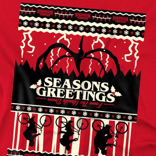 T-shirt Stranger Things de Noël rouge avec imprimé rétro de style celte