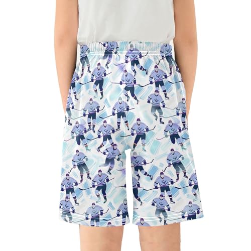 ALAZA Ice Hockey Player Funny Pajama Shorts Sleep Shorts Pant Lounge Pajama Bottoms Elastic Waist with Pockets2