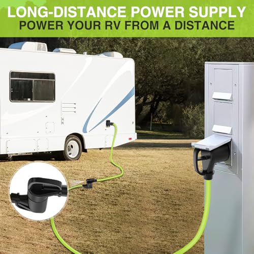 Image of Nilight 100FT 30 Amp RV Extension Cord 125V Heavy Duty 10 /3 Gauge Pure Copper STW Wire UL ETL Listed 3 Prong TT-30P TT-30R Weatherproof Suit for Camper Caravan Trailer Bright Green