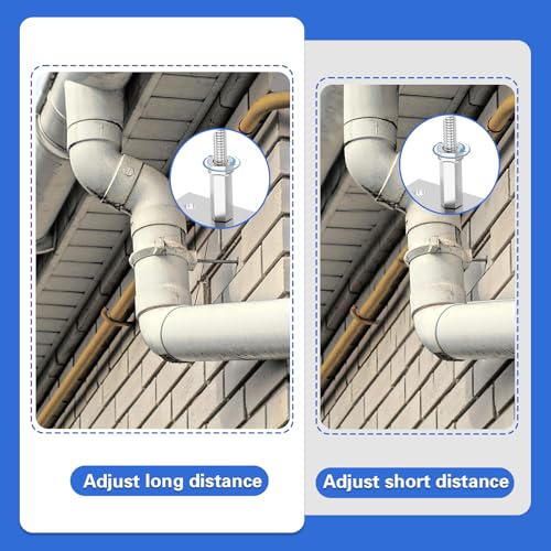 2 PCS 6 Inch Heavy Duty Adjustable Pipe Bracket, Galvanized Steel plit Ring Pipe Hanger, Pipe Bracket Clamp, Vent Pipe Wall Strap with Mounting Screws (6 Inch) by Hiyoo - Image 3