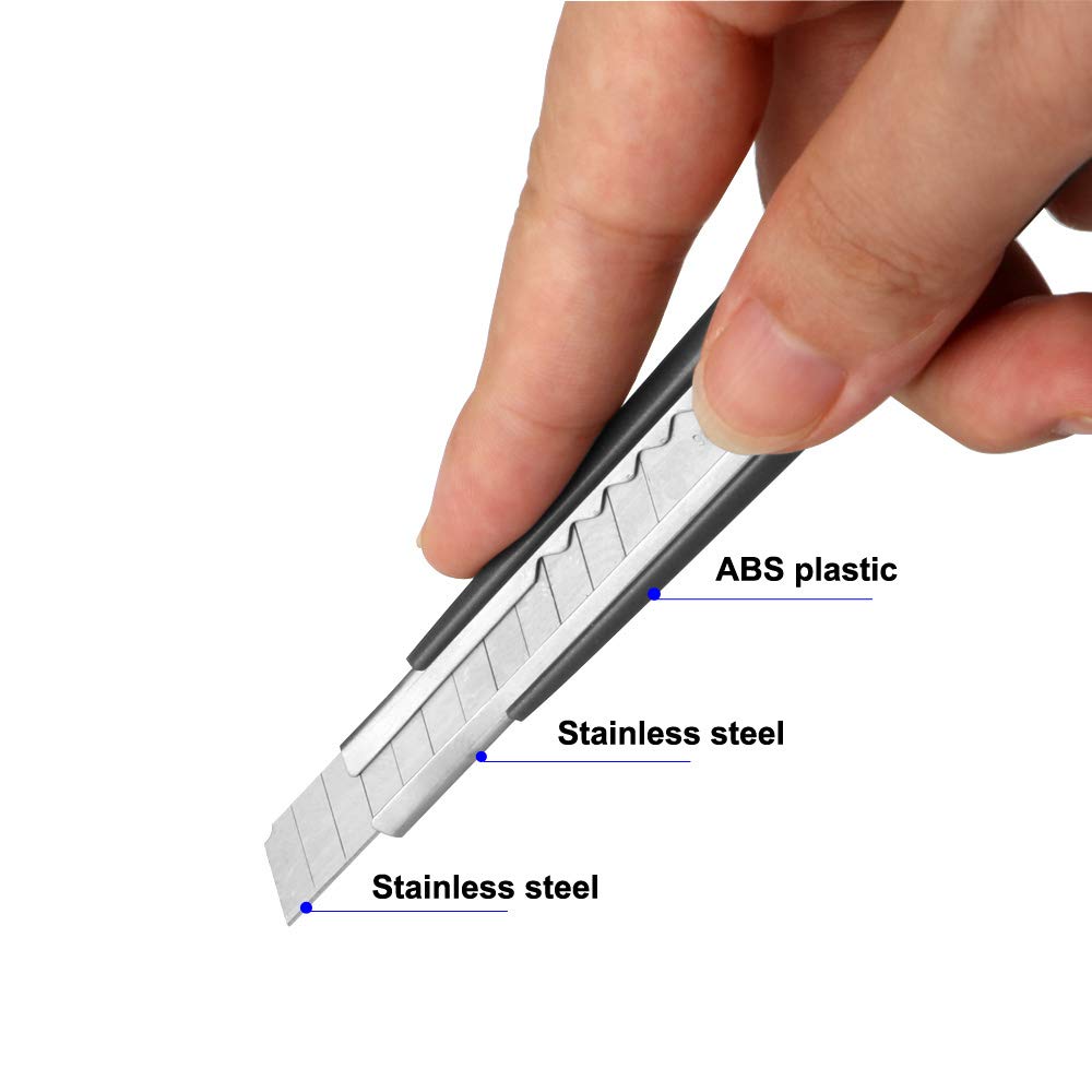 EHDIS 2 pezzi Taglierino Cutter Professionale 9mm con 20 Lame a Scatto, Taglierini Retrattili, con Corpo in Alluminio, Taglierino Multiuso Autobloccante, per Tagli di Precisione, Verde